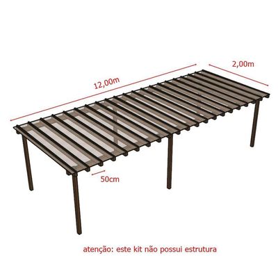 Kit Policarbonato Cristal 4mm 12,00m X 2,00m - Perfis Naturais