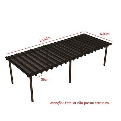 Kit Policarbonato Fume 4mm 12,00m X 6,00m - Perfis Naturais