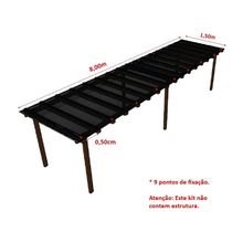 Kit Policarbonato Fume 4mm 8,00m X 1,50m - Perfis Naturais