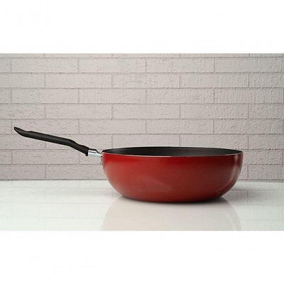 Wok Brinox Vermelha Antiaderente Pro-flon - 24 Cm 2,3 L Linha Garlic Vermelho Brinox