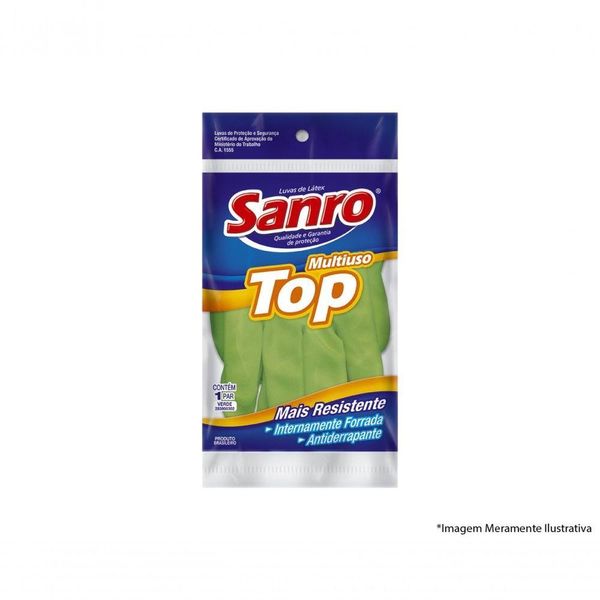 Luva Latex Sanro Forr Verde B M Blister C/10Pcs