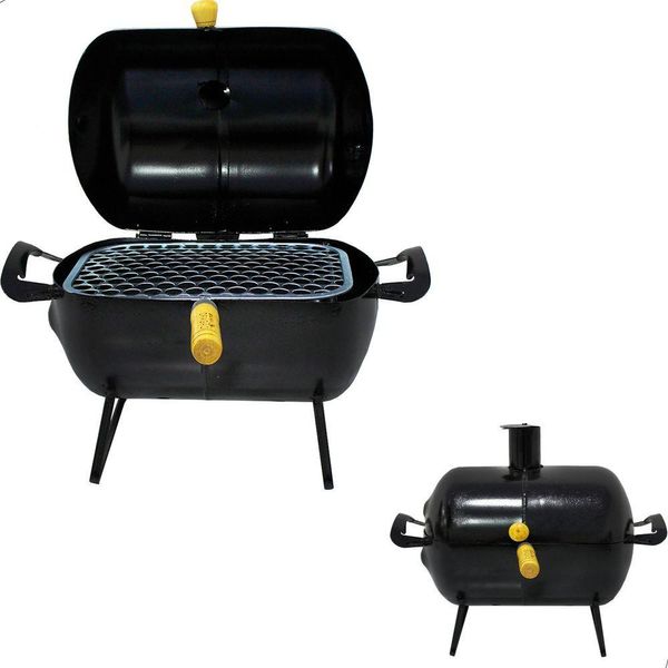 Churrasqueira Bafo Pequena Com Grelha Para Churrasco Preto