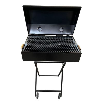 Churrasqueira A Bafo Grill Extra Grande Premium A Carvão Com Suporte Preto