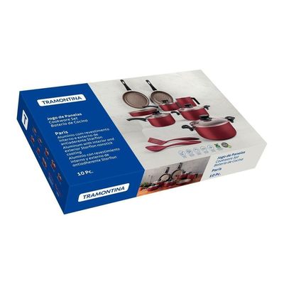 Jogo De Panelas Paris Alumínio Revestimento Antiaderente 10 Peças Vermelho - Tramontina 28599727