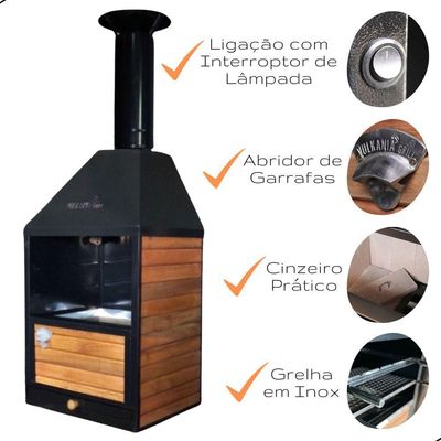 Churrasqueira Wall Plus Vulkania Grill Preto