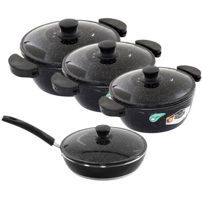 Kit 3 Panelas + Frigideira Gulê Alumínio 4 Peças Preto