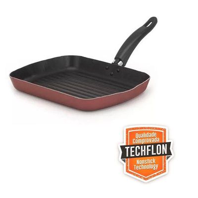 Frigideira Para Grelhar Bife Frango Peixe Ovo Antiaderente Bifeteira Grill Techflon