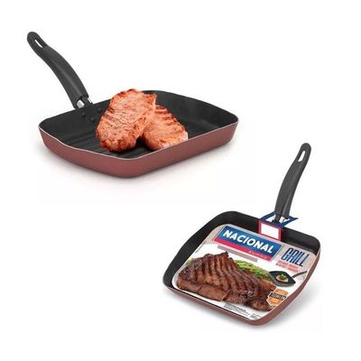 Frigideira Para Grelhar Bife Frango Peixe Ovo Antiaderente Bifeteira Grill Techflon