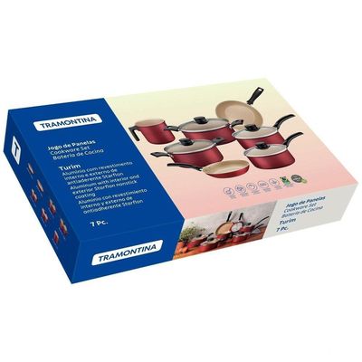 Jogo De Panelas Turim Alumínio Revestimento Antiaderente Starflon Max Vermelho 07 Peças