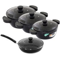 Kit 3 Panelas + Frigideira Gulê Alumínio 4 Peças Preto