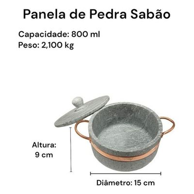 Jogo Com 3 Panelas De Pedra Sabão + Brinde