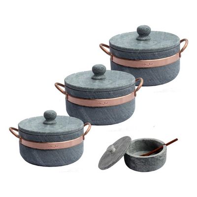 Jogo Com 3 Panelas De Pedra Sabão + Brinde