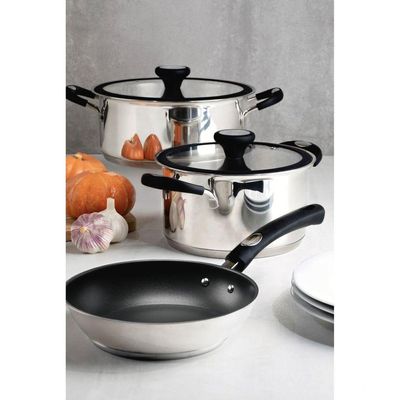 Jogo De Panelas Tramontina Solar Silicone Em Aço Inox Com Fundo Triplo 5 Peças Tramontina
