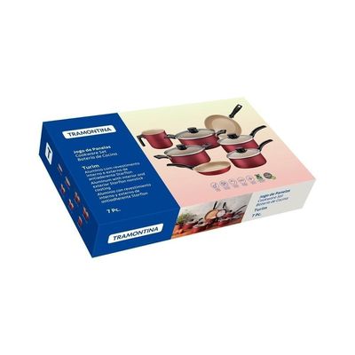 Jogo De Panelas 7 Peças Turim Antiaderente Tramontina Cor:vermelho Vermelho