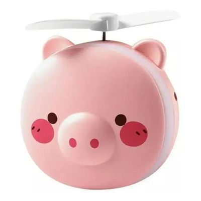 Espelho Portátil Led Ventilador Porquinho/gatinho Rosa