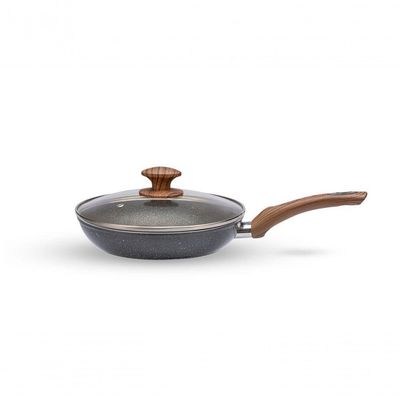 Jogo De Panelas Brinox Antiaderente Ceramic Life 6 Peças Marble Wood Com Indução Cinza Escuro Cinza