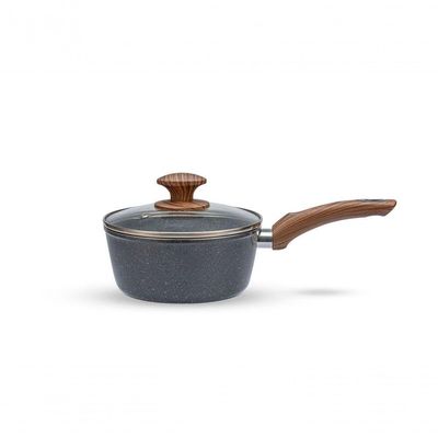 Jogo De Panelas Brinox Antiaderente Ceramic Life 6 Peças Marble Wood Com Indução Cinza Escuro Cinza