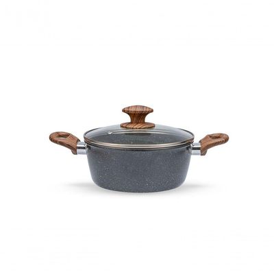 Jogo De Panelas Brinox Antiaderente Ceramic Life 6 Peças Marble Wood Com Indução Cinza Escuro Cinza