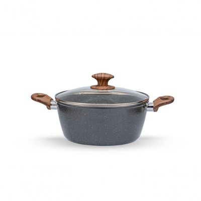 Jogo De Panelas Brinox Antiaderente Ceramic Life 6 Peças Marble Wood Com Indução Cinza Escuro Cinza
