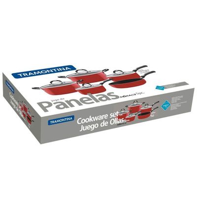 Jogo De Panelas Tramontina Mônaco Em Alumínio Vermelho 5 Pçs