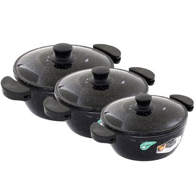 Kit Panelas Gulê Alumínio 2,2l 2,5l 3,5l 3 Peças Preto
