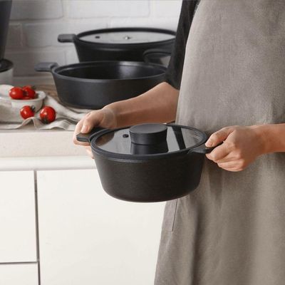 Conjunto Panelas Vulkan Cerâmica Indução Neoflam Preto