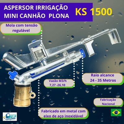 Aspersor Irrigacao Mini Canhao Plona Ks 1500 2 - 35 Metros
