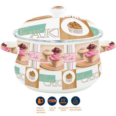 Kit Panela Caçarola Chaleira Cake Esmaltados Vintage Indução
