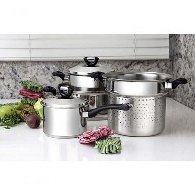Caçarola Tramontina Solar Baquelite Rasa Em Aço Inox Fundo Triplo Com Tampa Alças Baquelite 24 Cm 4