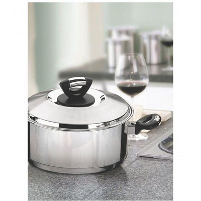 Caçarola Tramontina Solar Baquelite Rasa Em Aço Inox Fundo Triplo Com Tampa Alças Baquelite 24 Cm 4