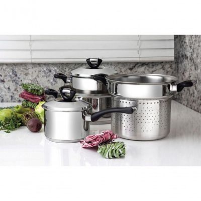 Caçarola Tramontina Solar Baquelite Rasa Em Aço Inox Fundo Triplo Com Tampa Alças Baquelite 24 Cm 4