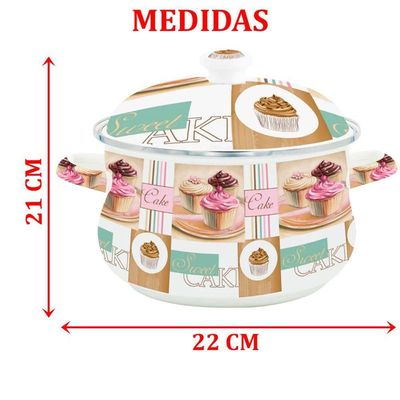 Panela Caçarola Esmaltada Cake Vintage á Indução 3,6 Litros