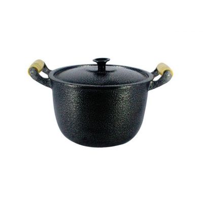 Caldeirão Alumínio Fundido Craqueado Alça de Madeira 24cm