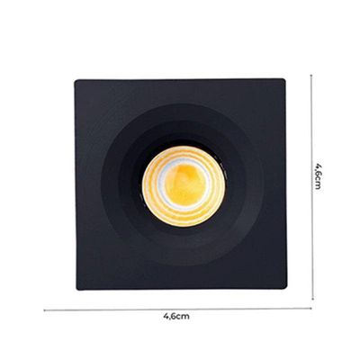 Mini Spot Led Cob 3w Quadrado Elysa 3000k Preto