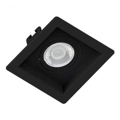 Spot Embutir Quadrado Recuado Preto Preto - Bivolt