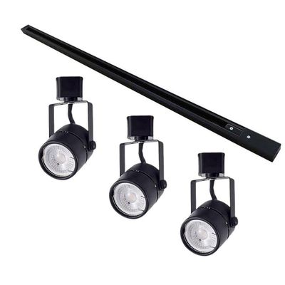 Kit Trilho Eletrificado 1m + 3 Spots Mr16 Gu10 - Nordecor Preto