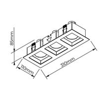 Spot De Embutir Newline Flat Para 3 Lâmpadas Ar70 Gu10 Bivolt Branco Preto