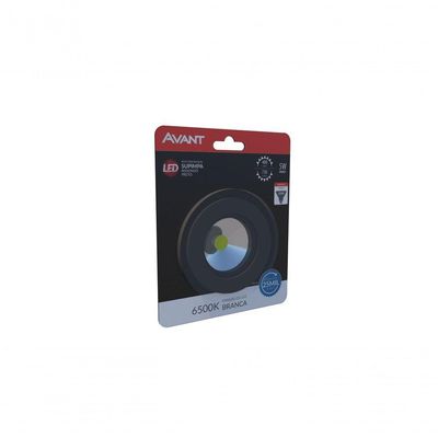 Spot Led Redondo 5w Preto Branco 6500k