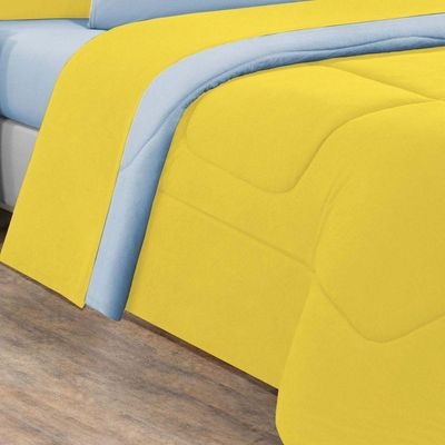 Edredom Malha 100% Algodão Gran Moratta 1 Peça King - Amarelo-azul Bebê