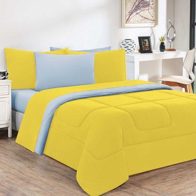 Edredom Malha 100% Algodão Gran Moratta 1 Peça King - Amarelo-azul Bebê