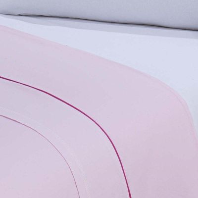 Jogo De Cama Lençol 100% Algodão Percal 150 Fios Queen Gran Moratta 4 Peças Branco E Rosa