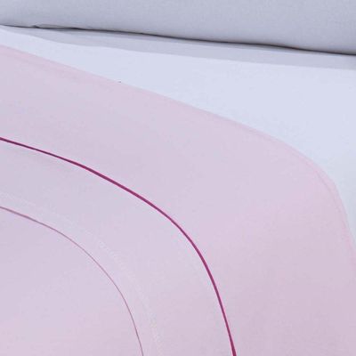 Jogo De Cama 100% Algodão Percal 150 Fios Solteiro Gran Moratta 3 Peças Branco E Rosa