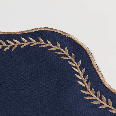 Jogo De Guardanapos Sousplat Americano 12 Peças Bordado Decorativo - Paris Detalhe Dourado Marinho