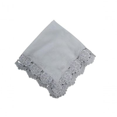 Guardanapo Com Renda Em Flores Branco 45x45cm