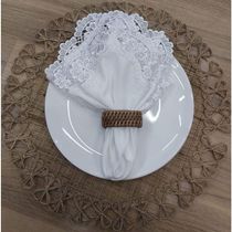 Guardanapo Com Renda Em Flores Branco 45x45cm