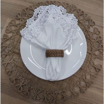 Guardanapo Com Renda Em Flores Branco 45x45cm