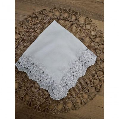 Guardanapo Com Renda Em Flores Branco 45x45cm