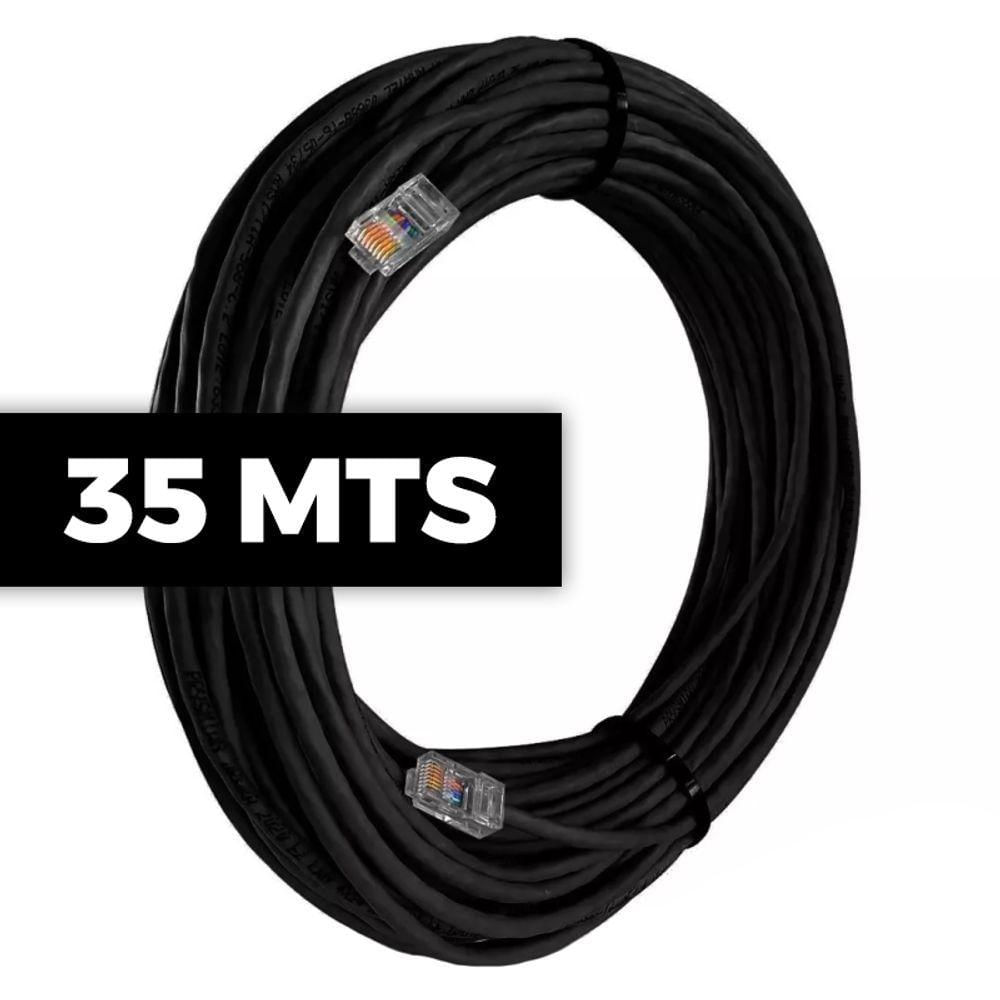 Cabo De Rede Cat 5e Mpt Interno E Externo 35 Metros U/utp 4p X 24awg | Preto Com Conectores