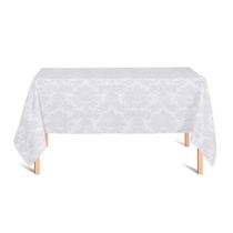 Toalha De Mesa 6 Lugares 1,60x2,00 Jacquard Medalhão Adamascado Retangular Branco