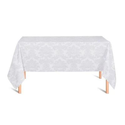 Toalha De Mesa 6 Lugares 1,60x2,00 Jacquard Medalhão Adamascado Retangular Branco